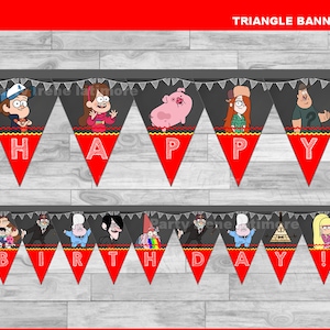 Gravity Falls triangle Banner Instant download, Gravity Falls Chalkboard Banner, Gravity Falls party banner