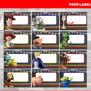 Toy Story 4 Essensetiketten Sofortiger Download, Toy Story Tafel Essenszeltkarten, Toy Story Party Essensetiketten