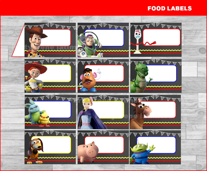 Toy story food labels free