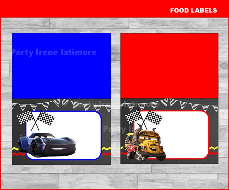 Cars 3 Food Labels Instant Download, Cars Chalkboard Food Tent Cards ...