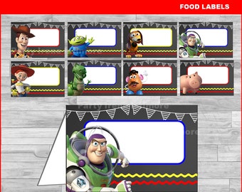 Toy Story food labels Instant download, Toy Story Chalkboard food tent cards, Toy Story party food labels