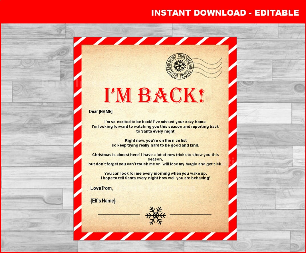 Elf Back Letter Christmas Introduction Note Intro Etsy