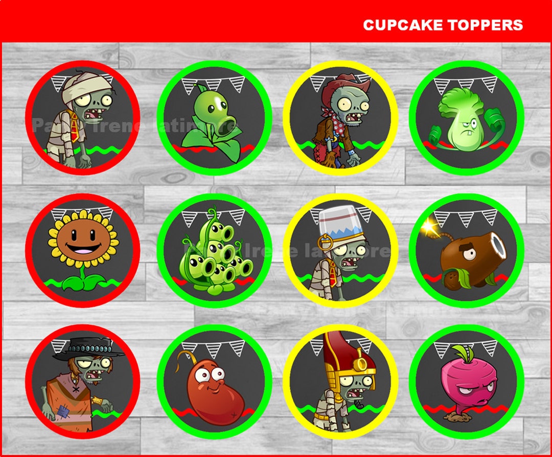 Plants Vs Zombies Cupcakes Toppers Instant Download Plants Vs - Etsy