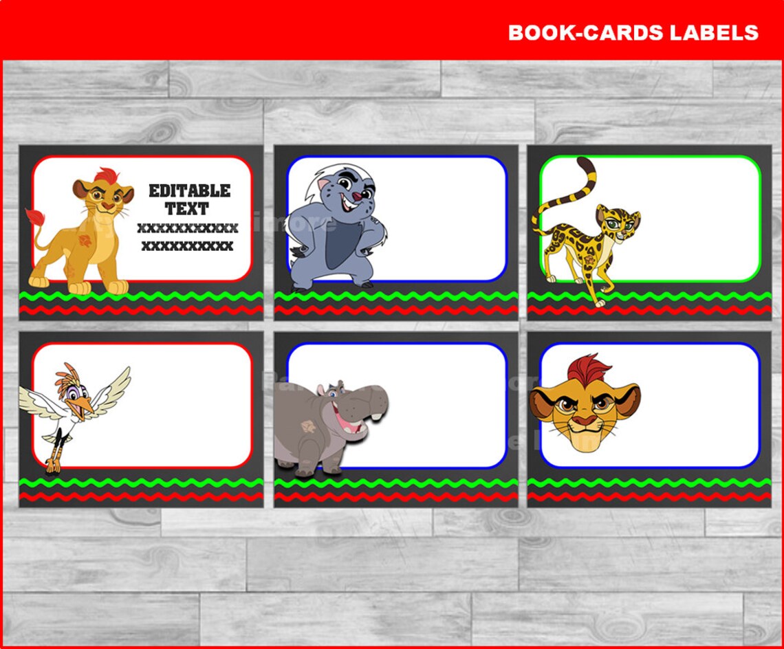 The Lion Guard Printable Cards tags book labels stickers | Etsy