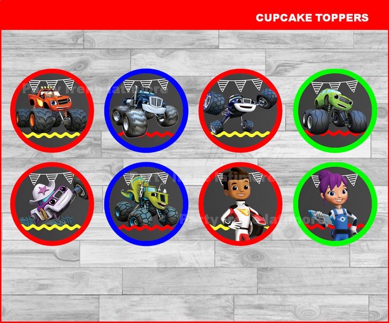 Blaze and the Monster Machines Cupcakes Toppers Instant - Etsy