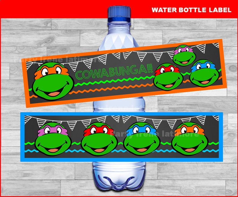 Ninja Turtles water bottle labels Instant download Ninja | Etsy
