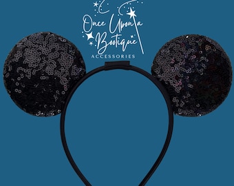 Mickey / Minnie Ears- Interchangeable Mickey Ears- Disney Inspired Ears- Ear Headband- Changeable Bow- Custom Ears- Disney Style Ears