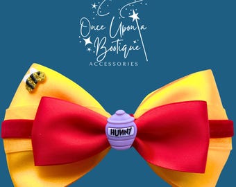 Winnie Hair Bow- Disney Hair Bow- Winnie The Pooh- Hair Bow- Disney Bow- Girls Bow- Hair Accessories- Disney- Bow- Hair Clip- Bow Clip- Clip