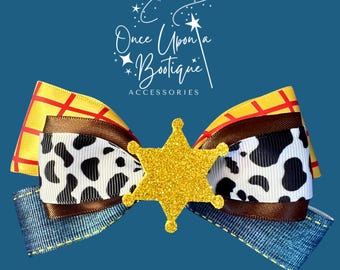 Fiocco per capelli di Woody Toy Story - Cowboy, Stampa di mucca, Sceriffo