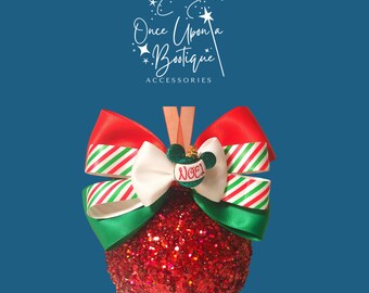 キャンディストライプのミッキーボール、ディズニーのクリスマスツリーの飾り、ディズニーのクリスマスオーナメント