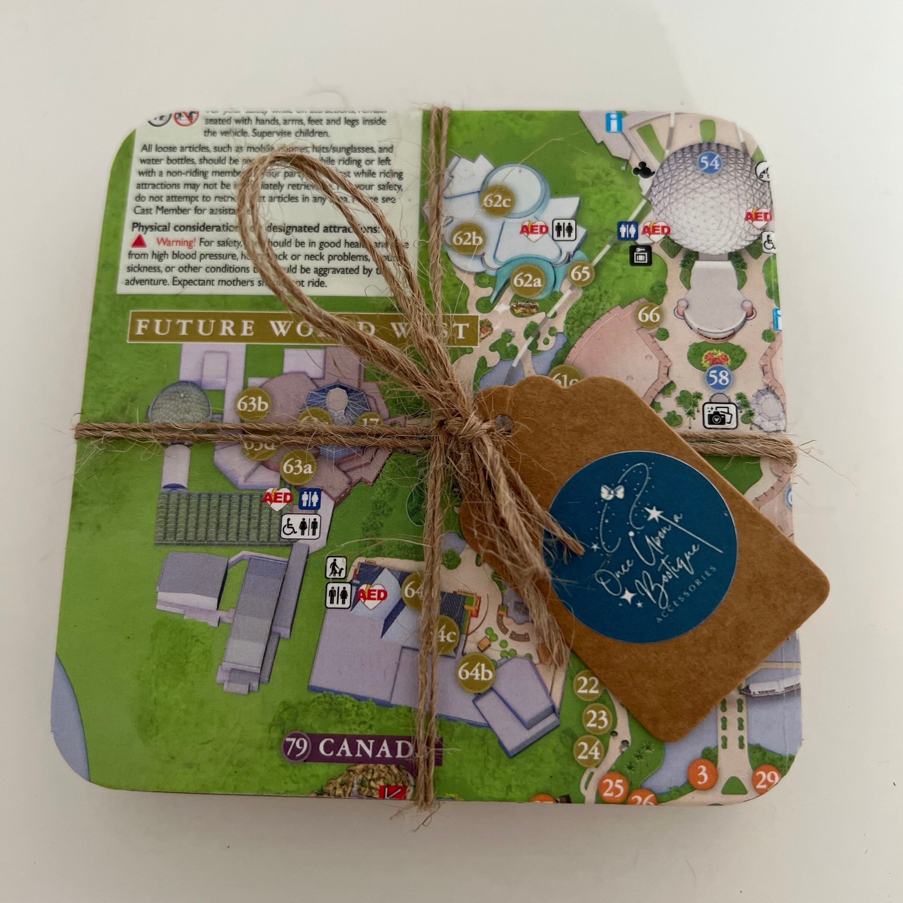 Epcot Map Coasters Drink Coasters Walt Disney World Map Etsy