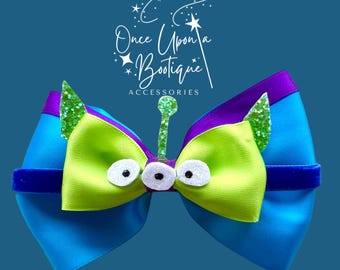 Grüne Alien Haarschleife- Disney Haarschleife- Toy Story- Haarschleife- Disney Schleife- Mädchen Schleife- Haarschmuck- Disney Pixar- Schleife- Haarspange- Schleifenclip
