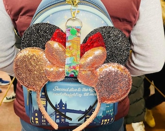 Uchwyt na uszy Myszki Miki/Myszki Minnie – klips z wstążki grosgrain, dodatek do torebki