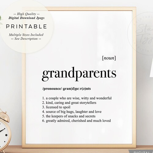 Grandparents Definition PRINTABLE Art Grandparent | Etsy