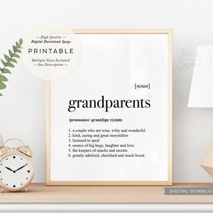 Grandparents Definition, PRINTABLE Art, Grandparent Grandmother Grandad Gift, Dictionary Meaning, Digital DOWNLOAD Print Jpg image 1