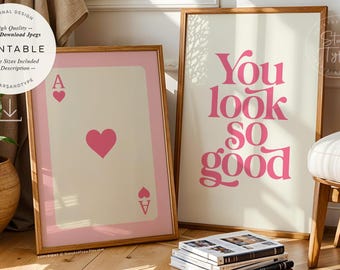 Je ziet er zo goed uit, AFDRUKBARE kunst, modecitaat, rozebeige, digitale DOWNLOAD PRINT Jpgs