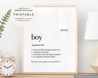 Boy Definition PRINTABLE Art Boys Baby Shower Baptism Gift 