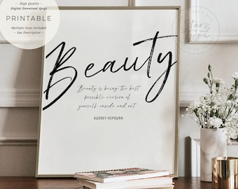 Beauty Is Being The Best Possible Version Of Yourself, PRINTABLE Art, Inspiring Fashion Beauty Quote Decor, Digital DOWNLOAD Print Jpg