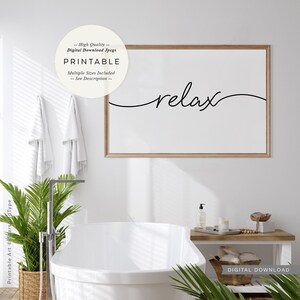 Relax PRINTABLE Wall Art, Be Calm Meditation Relaxation Bedroom Bathroom Home Decor, Horizontal Format, Digital DOWNLOAD Print Jpegs