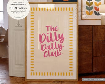 The Dilly Dally Club, AFDRUKBARE kunst, trendy roze beige decor, digitale DOWNLOAD print jpg