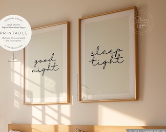 Gute Nacht, schlaf gut! Druckbares Kunstset, süße Träume (Zitat), digitaler Download (JPG-Dateien)
