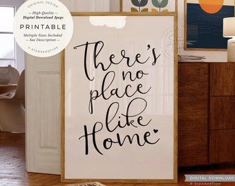 There's No Place Like Home, PRINTABLE Wall Art, Home Quotes, Housewarming Gift, Entry Way Living Room Decor, Digital DOWNLOAD Print Jpegs