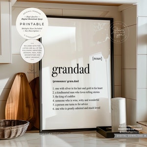 Grandad Definition, PRINTABLE Art, Grandfather Great Grandad, Pops, Grandpa, Fathers Day Gift, Digital DOWNLOAD Print Jpg