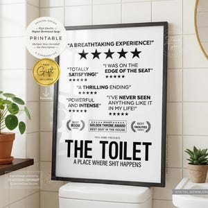 Recensioni a 5 stelle sui servizi igienici, decorazioni murali STAMPABILI, decorazioni per il bagno, stampa digitale DOWNLOAD Jpg