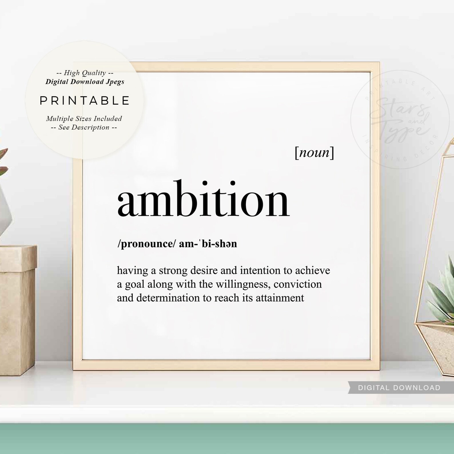 Ambition Definition PRINTABLE Art Dictionary Meaning Etsy UK
