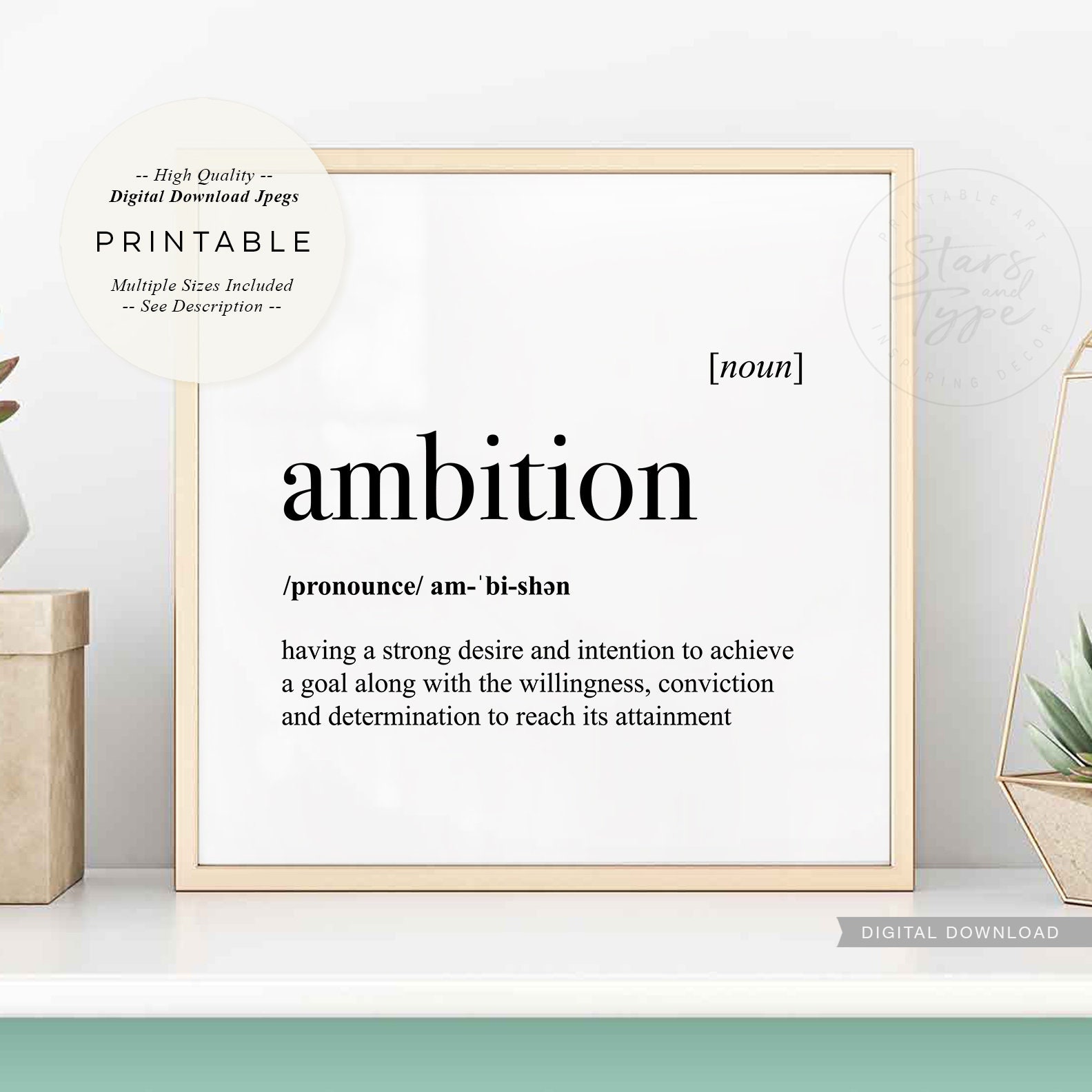 Ambition Definition PRINTABLE Art Dictionary Meaning - Etsy UK