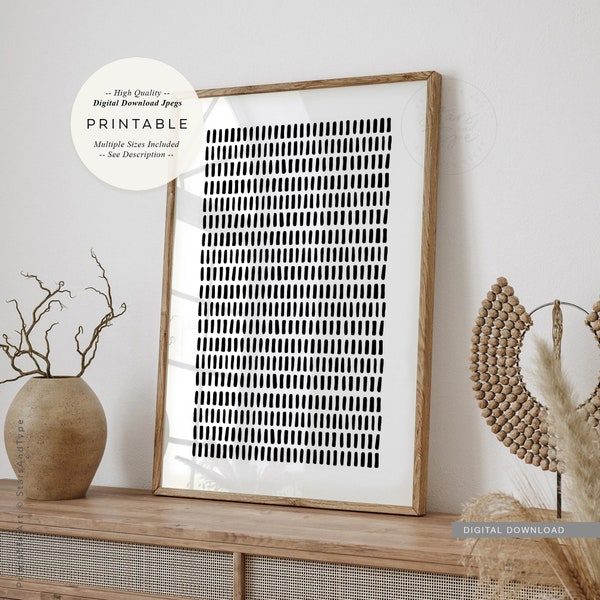 Abstract Black Lines Pattern, PRINTABLE Wall Art, Boho Modern Minimalist Living Room Decor, Digital DOWNLOAD Print Jpg