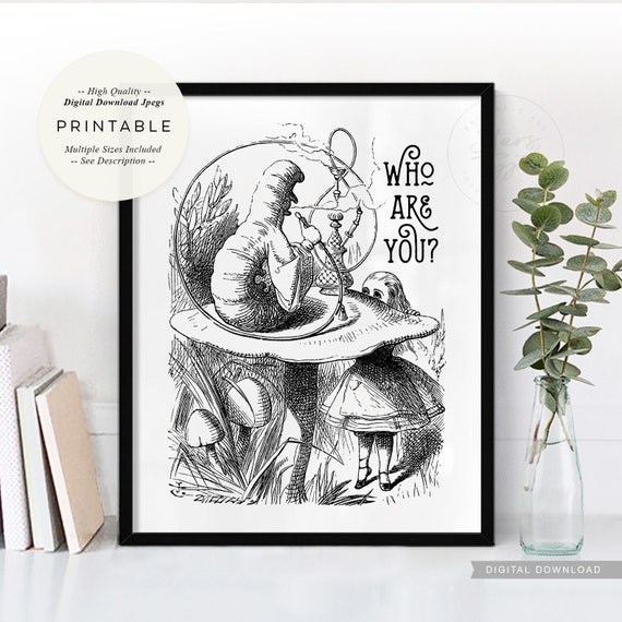 Who Are You Printable Art Caterpillar Alice In Wonderland Etsy