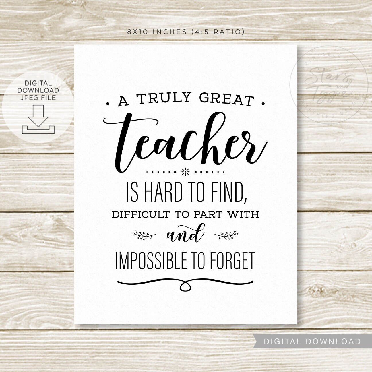 A Truly Great Teacher PRINTABLE Desk Art Special Teacher | Etsy