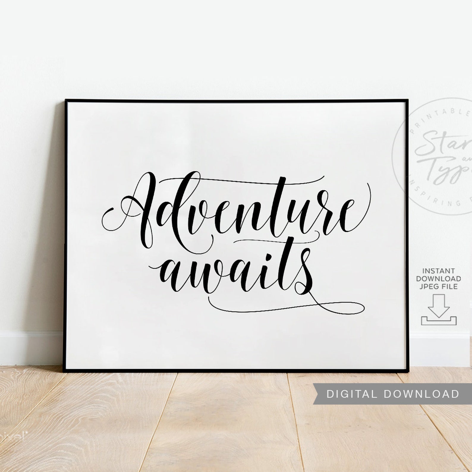 Adventure Awaits PRINTABLE Wall Art Travel Wanderlust Quote | Etsy