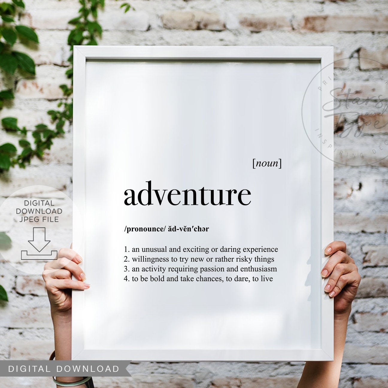 Adventure Dictionary Definition Meaning PRINTABLE Art Etsy UK