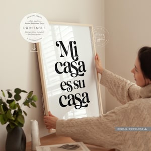 Mi Casa Es Su Casa, PRINTABLE Wall Art, Welcome Entranceway Sign, Hallway Decor, Digital DOWNLOAD Print Jpegs
