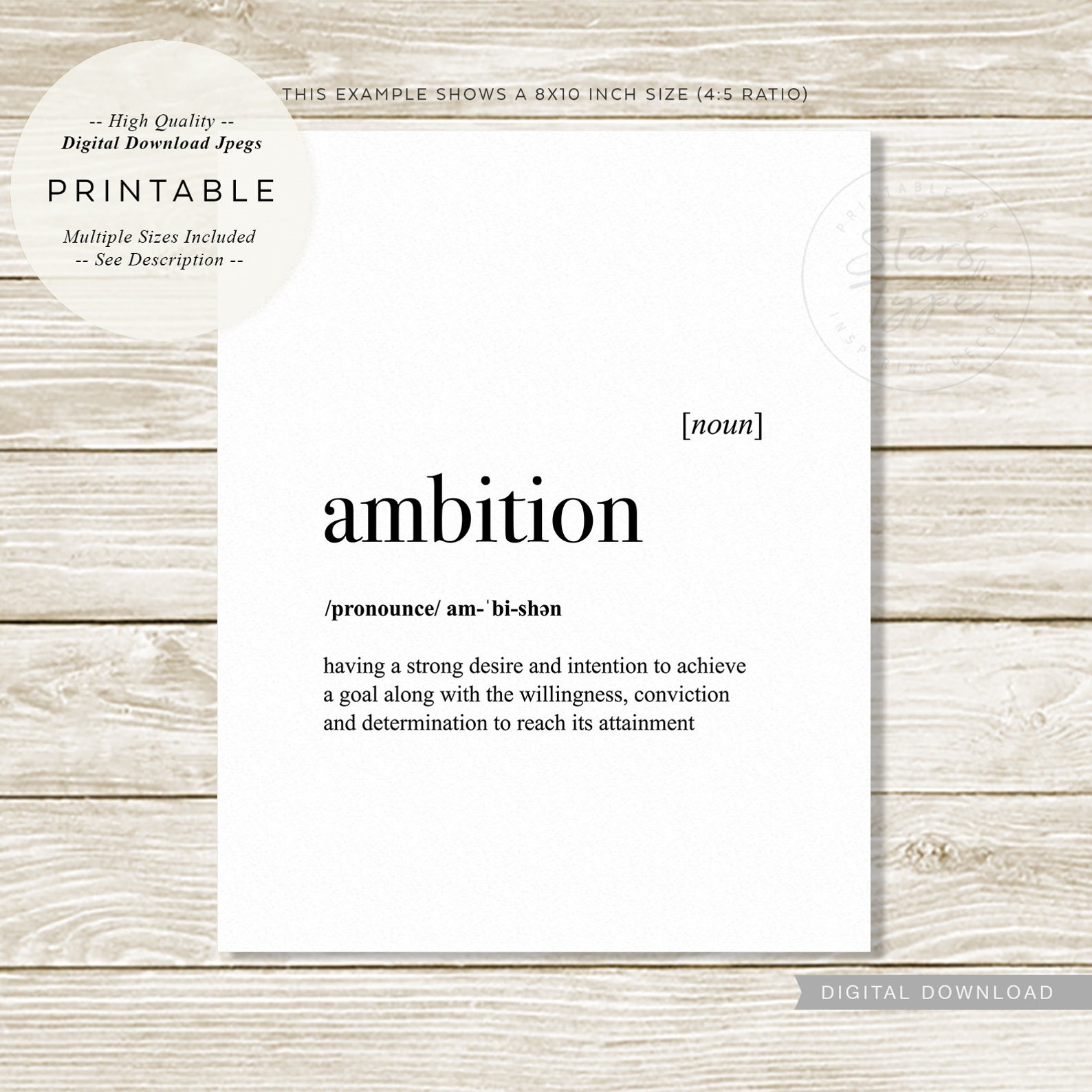 Ambition Definition PRINTABLE Art Dictionary Meaning Etsy UK