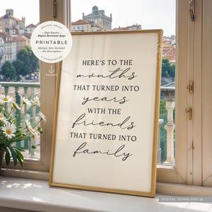 Here's To The Months That Turned Into Years, PRINTABLE Art, Friend Love Friendship Quote Decor Leaving Gift, Digital DOWNLOAD Print Jpg