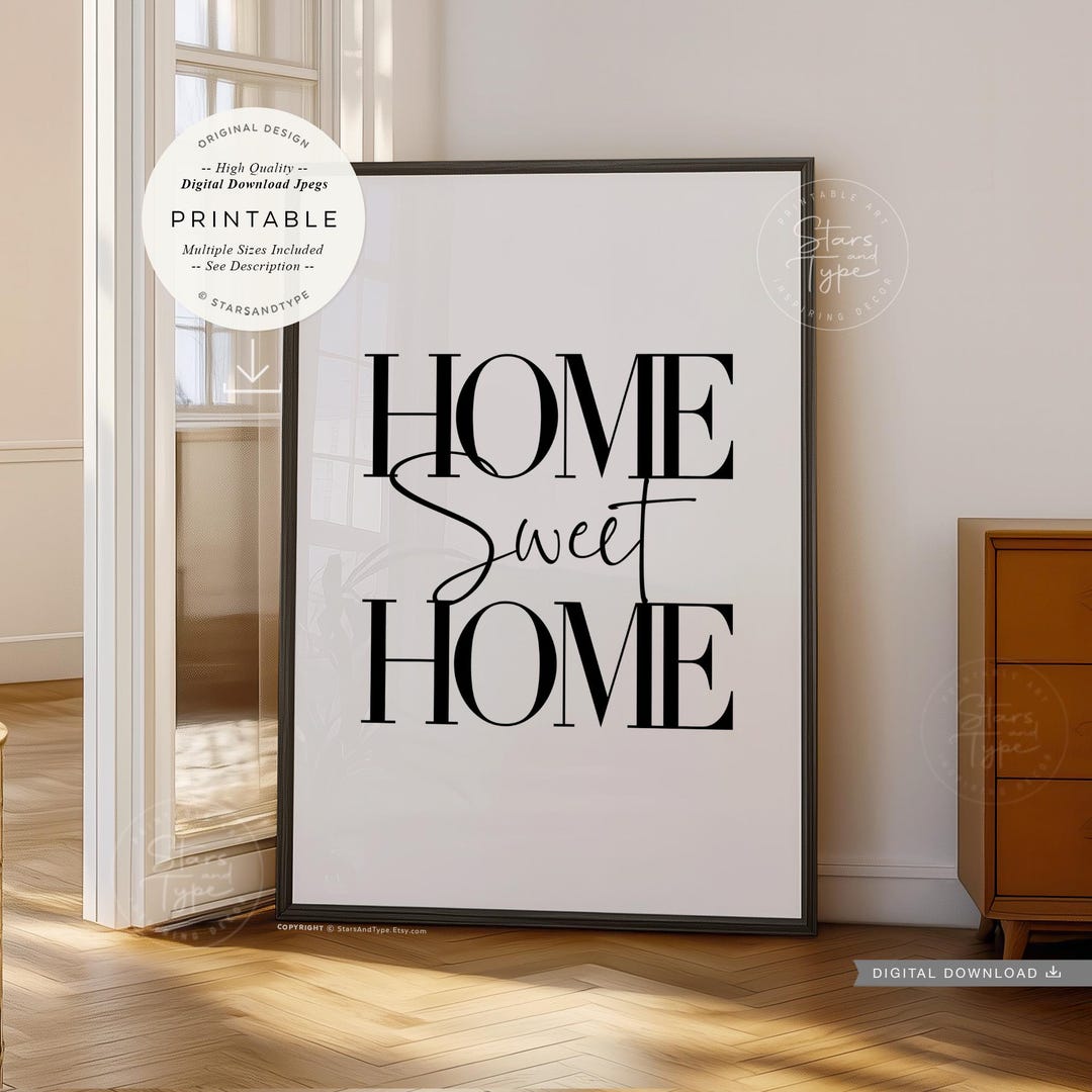 Home Sweet Home, PRINTABLE Wall Art, Welcome Decor, Housewarming Gift ...
