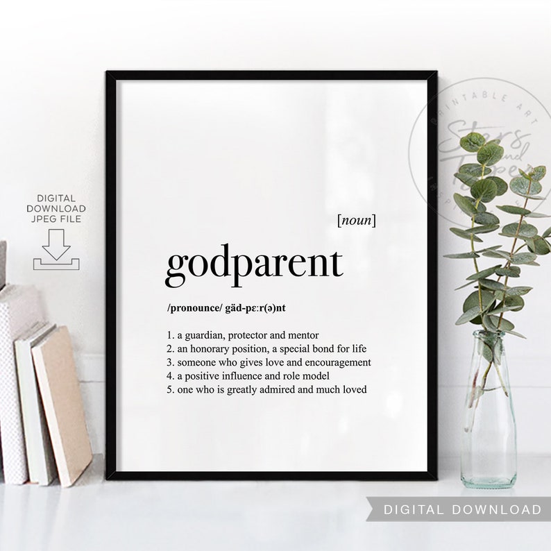Godparent Definition PRINTABLE Art Dictionary Meaning God Etsy
