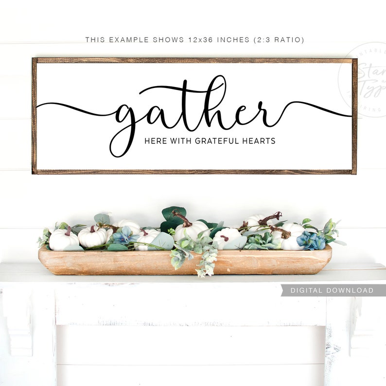 Gather Here With Grateful Hearts PRINTABLE Wall Art Kitchen - Etsy