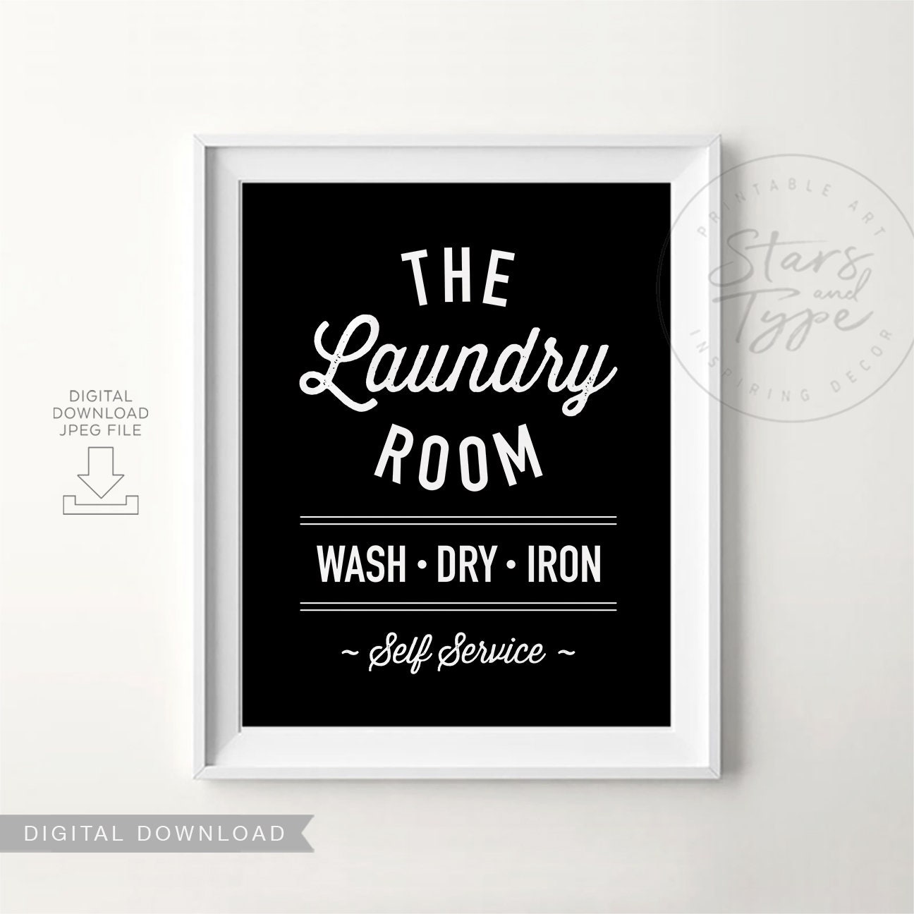 Laundry Sign PRINTABLE Wall Art Wash Room Laundry Room | Etsy