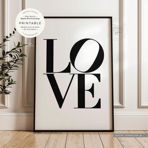 Love PRINTABLE Wall Art, L O V E, Classic Love Word, 4 Letters, Bedroom Entrance Way Family Home Decor, Digital DOWNLOAD Print Jpegs