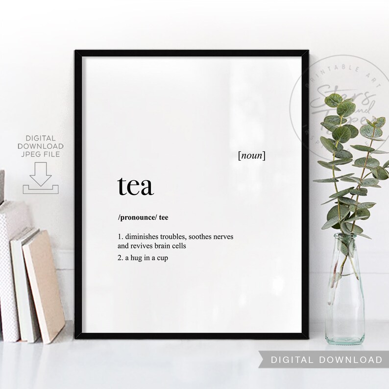 Tea Dictionary Definition Meaning PRINTABLE Art Kitchen Etsy UK