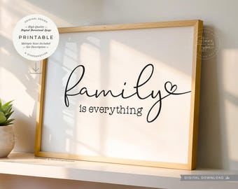 Familie ist alles – Druckbares Wandbild, Liebeszitat, Digitaler Download (JPG)
