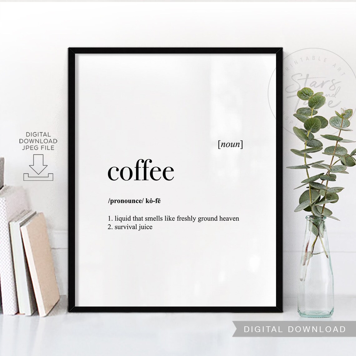 Coffee Dictionary Definition Meaning PRINTABLE Art Kitchen Etsy