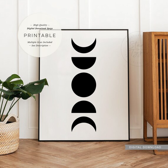 Moon Phases PRINTABLE Wall Art Lunar Moon Cycle Bedroom | Etsy