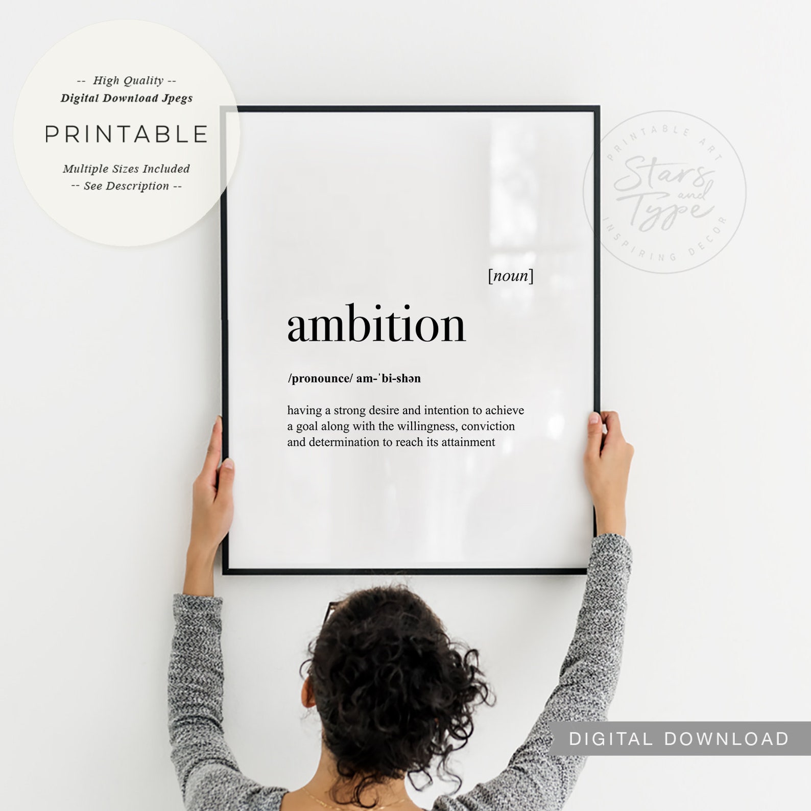Ambition Definition PRINTABLE Art Dictionary Meaning Etsy