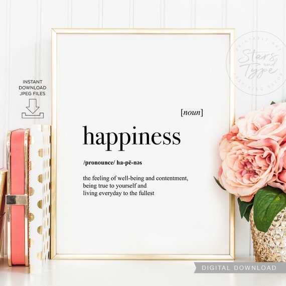 Happiness Definition PRINTABLE Art Dictionary Meaning Happy - Etsy
