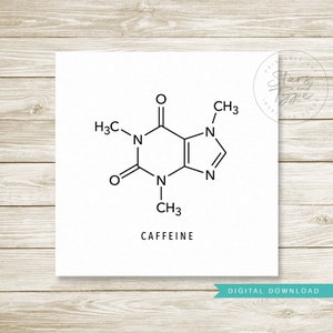 Caffeine Molecule, PRINTABLE Wall Art, Coffee Tea, Science Chemistry ...